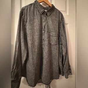 Dex women’s charcoal Denim button-down Shirt, size 3XL Grunge